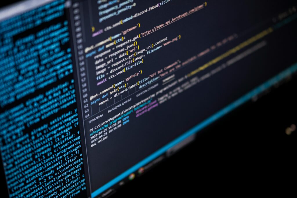 Software code on a computer screen.